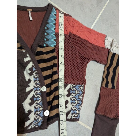 Free People Cropped Patchwork Cardigan Size S - Picture 7 of 15